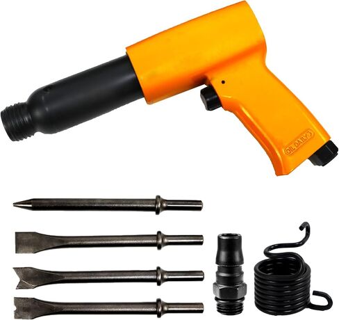 Air Hammer Kit, 2500 BPM One-Button Start Pneumatic Tool with 4 Chisels | Quick-Change Retainer, Auto Repair, Metal Cutting, Demolition, Rust Removal, Heavy Duty, 4 Chisels Included in Kuwait