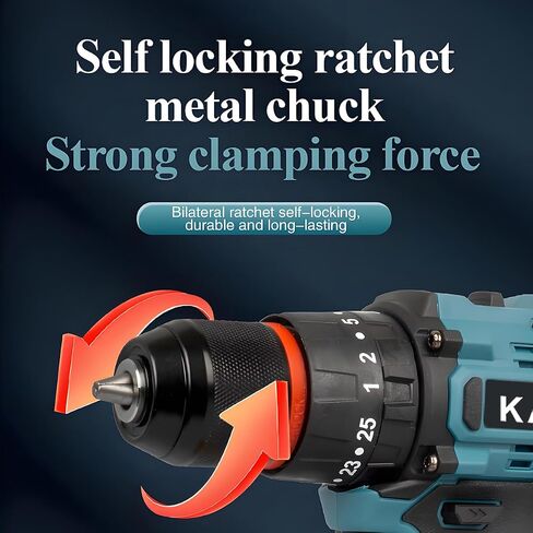 Karramlili 21V Brushless Drill Drivers – 2-Speed 450/1550 RPM, 20+1 Torque Settings, 3/8" Metal Keyless Chuck with Auto-Lock, 2×2000mAh Batteries, LED Light, for Wood, Ceramic, Tile & Screwdriving in Kuwait