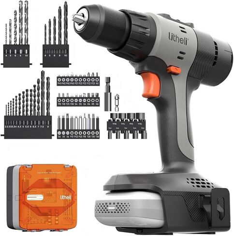 Litheli 20V Cordless Drill Driver Set, Electric Power Drill with 2 Variable Speed Settings, 1/2 Inch Keyless Chuck, 21+1 Clutch Settings with Maximum Torque of 443 In-lbs in Kuwait