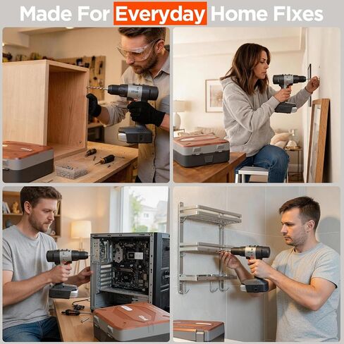 Litheli 20V Cordless Drill Driver Set, Electric Power Drill with 2 Variable Speed Settings, 1/2 Inch Keyless Chuck, 21+1 Clutch Settings with Maximum Torque of 443 In-lbs in Kuwait