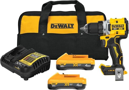 DEWALT 20V MAX XR Brushless Cordless 1/2 in. Drill Driver Kit With DEWALT POWERPACK Batteries and Charger (DCD801QQ2) (Renewed) in Kuwait
