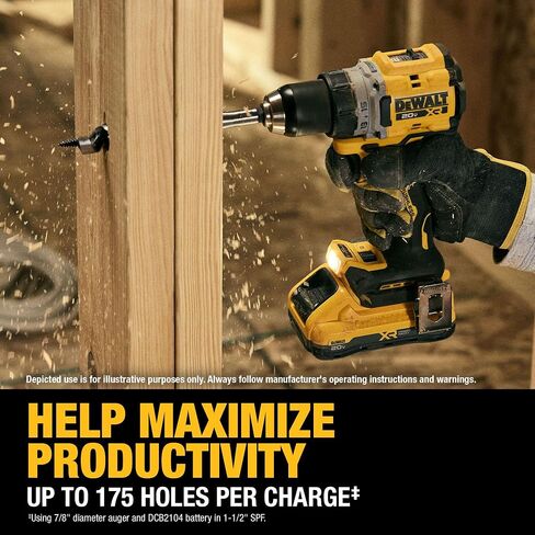 DEWALT 20V MAX XR Brushless Cordless 1/2 in. Drill Driver Kit With DEWALT POWERPACK Batteries and Charger (DCD801QQ2) (Renewed) in Kuwait