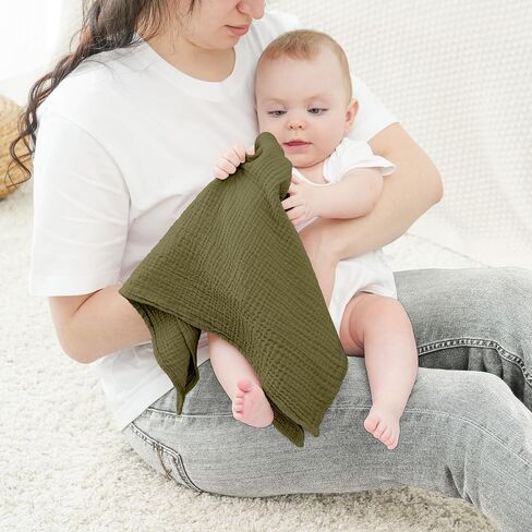 Bearmoss Muslin Baby Blanket, 100% Cotton Crib Blanket for Toddlers, Soft Breathable Reversible Nursery Blankets for Baby Boys Girls (47x47in, Oat) in Kuwait