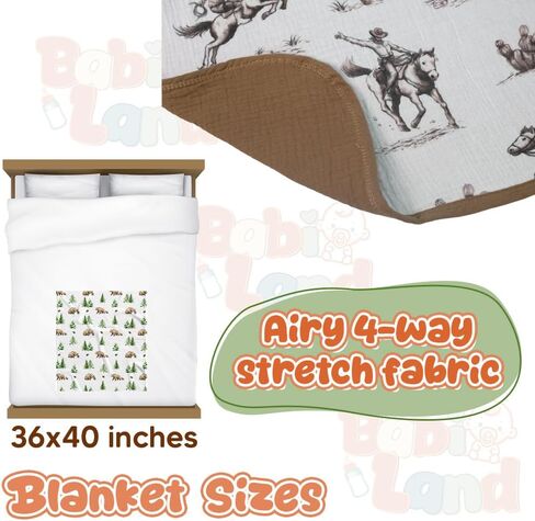 Western Muslin Baby Blankets for Boys Girls, 100% Cotton Crib Blanket for Infant Toddler, 40"x36" Super Soft Lightweight Nursery Swaddling Wrap, Cowboy Reversible & Breathable Bedding Blankets in Kuwait