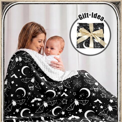 Gilprop Halloween Gothic Baby Blanket Soft Bat Moon Flannel Newborn Gothic Throw Blanket Goth Stuff for Newborn Girls Boys Nursery Halloween Bedroom Sofa Crib Decor 40 x 30 Inch in Kuwait