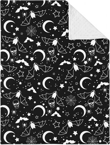 Gilprop Halloween Gothic Baby Blanket Soft Bat Moon Flannel Newborn Gothic Throw Blanket Goth Stuff for Newborn Girls Boys Nursery Halloween Bedroom Sofa Crib Decor 40 x 30 Inch in Kuwait