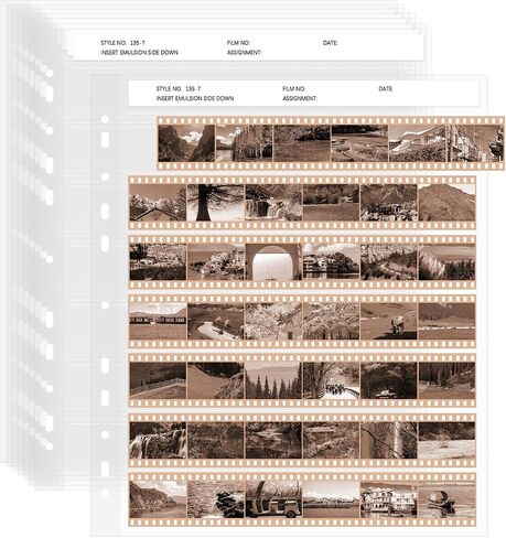 25 Pack Archival 35mm Film Negative Sleeves Acid-Free Storage Sheets PVC-Free Anti-Static 3-Hole Punched Pages for 3-Ring Binders Holds 42 Frames in Kuwait