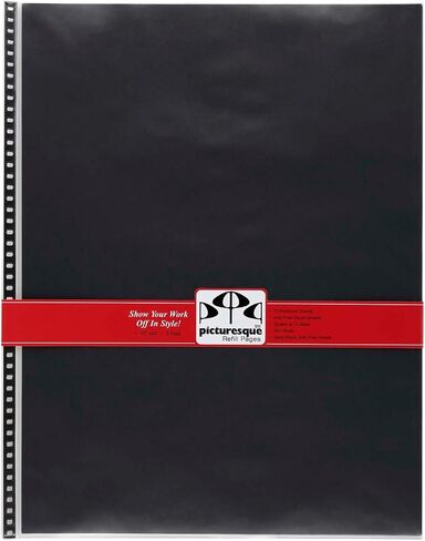 Picturesque Artist Presentation Case Refill Pages - Acid-Free Polypropylene Sleeves 80 lb. Black Divider Professional Storage Art Archival for Portraits and Artwork [18" x 24" - 5 Pack] in Saudi Arabia