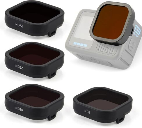GEPULY 4-Pack ND Filter for GoPro Hero 13 Black Camera Neutral Density | ND8-ND64 4-Level Brightness Lens Accessory Multi-Coated For Motorcycle&Outdoor Sports Natural Motion Protective Case Included in Kuwait