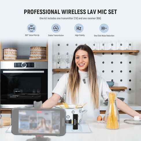 NEEWER Wireless Lavalier Microphone System for USB C, Compatible with iPhone 16 15 Samsung Android Phones, Noise Cancelling Mini Lav Omnidirectional Condenser Mic for Vlogging Live Streaming, KM23 in Kuwait
