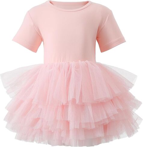 Baby Toddlers Layered Tulle Tutu Dresses Kids Little Girls Short-Sleeved Casual Party Dress 1-8T in Kuwait