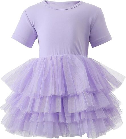Baby Toddlers Layered Tulle Tutu Dresses Kids Little Girls Short-Sleeved Casual Party Dress 1-8T in Kuwait