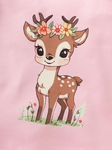 Baby Girl Bodysuit Set Long Sleeve Deer Print Striped Solid Snap Closure 3PCS Infant Clothes in Kuwait