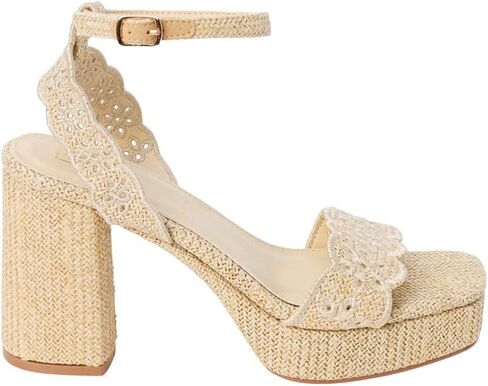 Matisse Women's Maiden Platform Heels, Ankle Strap Sandals with Block Heel, Woven Braided Design (Natural, US Footwear Size System, Adult, Women, Numeric, Medium, 8) in Kuwait
