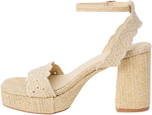 Matisse Women's Maiden Platform Heels, Ankle Strap Sandals with Block Heel, Woven Braided Design (Natural, US Footwear Size System, Adult, Women, Numeric, Medium, 8) in Kuwait