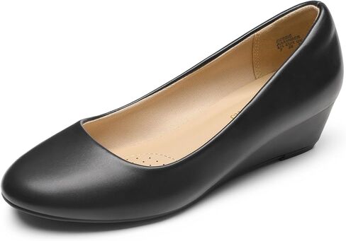 DREAM PAIRS Women's Wedge Heel Dress Pumps | 1.75 Low Heel, Round Closed Toe Wedges, Comfortable Padded Latex Insole, Durable TPR Outsole, Versatile Dress Shoes in Saudi Arabia
