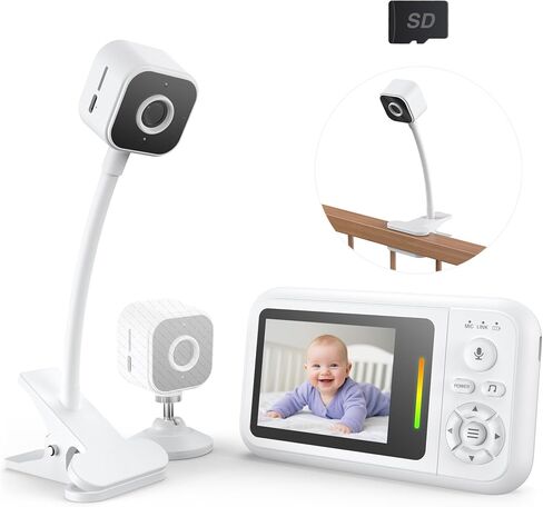 NUOTUN Baby Monitor with Camera and Audio No WiFi + Clip for Crib & Stand | Portable 2.8’’ HD 1080P Video Monitor, 2.4G FHSS, 940mn Night Vision, VOX, 2-Way Audio, Temp Sense, Newborn essential in Kuwait