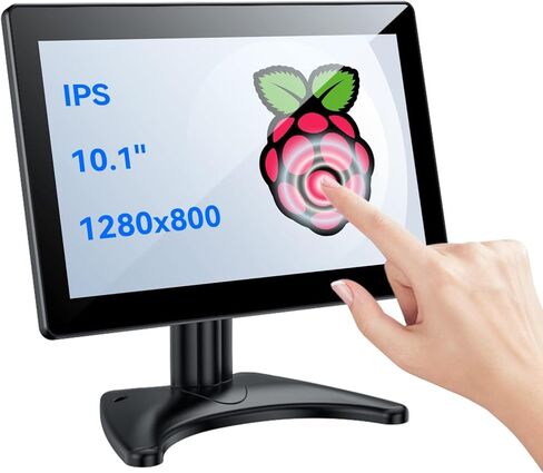 Eyoyo 10.1" Small Touchscreen Monitor, Metal IPS Display, 1280×800 HD | 10-Point Touch, HDMI/VGA/AV Inputs, Built-in Speakers, VESA 75×75, Image Flip, Ideal for PC, Security, POS & Industrial in Kuwait