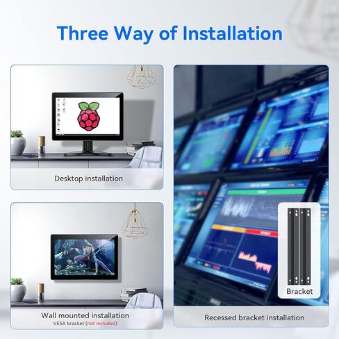 Eyoyo 10.1" Small Touchscreen Monitor, Metal IPS Display, 1280×800 HD | 10-Point Touch, HDMI/VGA/AV Inputs, Built-in Speakers, VESA 75×75, Image Flip, Ideal for PC, Security, POS & Industrial in Kuwait