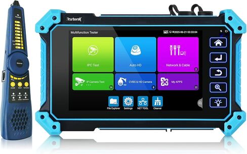 Rsrteng 8K IP Camera Tester with Cable Tracer, IPC-5200C Plus 8MP AHD CVI TVI SDI CVBS IP Camera Test 4K HD Display Video Monitor 5.4 inch IPS Touch Screen IPC Tester Support POE PTZ RS485 HDMI & VGA in Kuwait