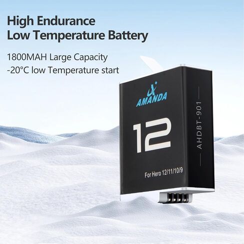 2 Packs 1800mAh Batteries for Hero 12/9/10/11 Black | with 3 Channel Battery Charging Station, Compatible with Hero 9/10/11/12 Black Camera-Type-C Quick Charge in Kuwait