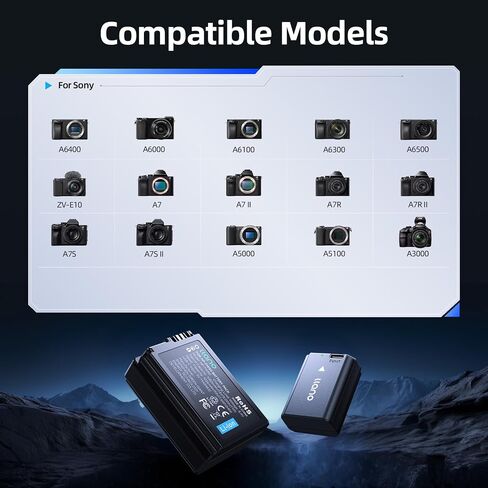 llano 1080mAh NP-FW50 Battery with USB-C Fast Charging for Sony A6000 A6400 zv-e10 A7ii A6100 A6500 A6300 A7 A7II A7R A7RII A7S A5000 A5100 - Fully decoded,Real Capacity,Replacement Batteries (2 Pack) in Saudi Arabia
