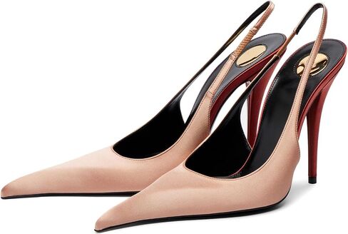 Yishaweiqi Satin Slingback Heels for Women Pointed Toe Stiletto High Heels Slip On Backless Dress Pumps Shoes in Kuwait