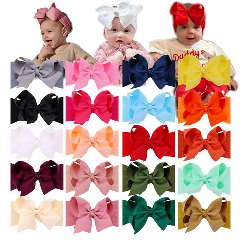 Jomila 20 Colors Large Jojo Bow Headbands for Newborn Infant Toddler Soft Turban Hairbands Baby Girls Hair Bows Elastic Band Accessories in Kuwait