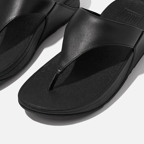 FitFlop Womens Lulu Leather Toe Post Sandals, Black, 11 in Kuwait