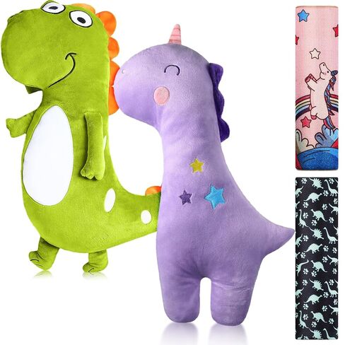 Tuanse 4 Pack Car Seat Belt Covers for Kids Seatbelt Pillow Unicorn Dinosaur Baby Car Seat Strap Covers Head Rest Support Shoulder Pads for Baby Girls Boys Travel in Kuwait