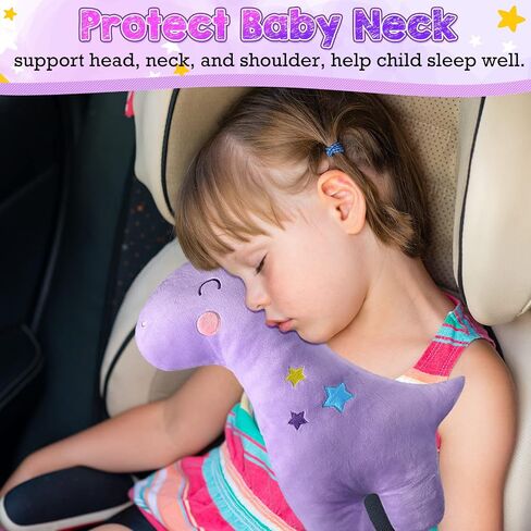 Tuanse 4 Pack Car Seat Belt Covers for Kids Seatbelt Pillow Unicorn Dinosaur Baby Car Seat Strap Covers Head Rest Support Shoulder Pads for Baby Girls Boys Travel in Kuwait