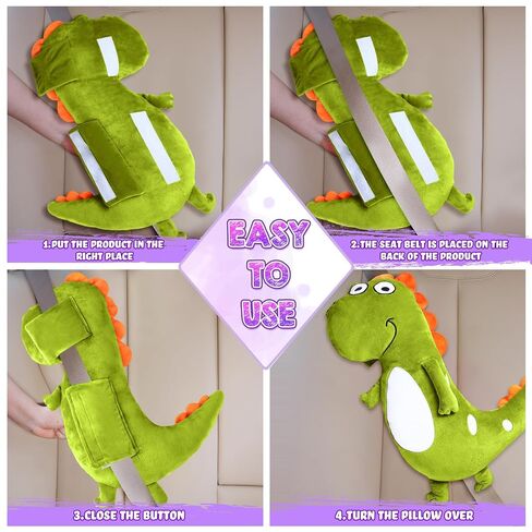 Tuanse 4 Pack Car Seat Belt Covers for Kids Seatbelt Pillow Unicorn Dinosaur Baby Car Seat Strap Covers Head Rest Support Shoulder Pads for Baby Girls Boys Travel in Kuwait
