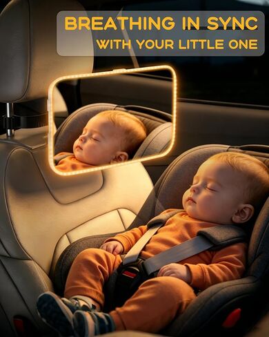 Baby Mirror for Car, LED Light Mirror for Baby in Car Back Seat | LED Breathing Light, Day & Night Use, Shatterproof, Crash Tested in Kuwait