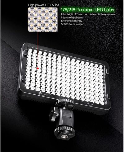 LED Video Light On-Camera Bi-Color 3200-5600K Pocket-Sized Photography Lighting with Built in Battery for DSLR Camera in Kuwait