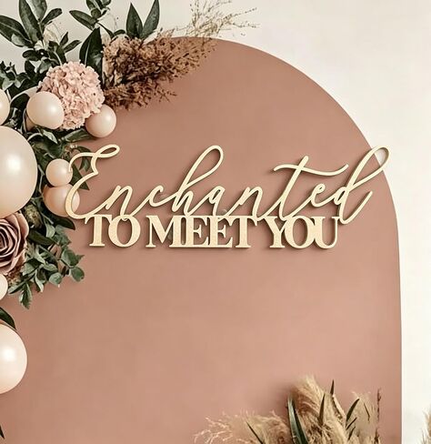 Enchanted to Meet You Sign for Backdrop,Wooden Baby Shower Party Decorations for Welcome Baby boy or girl Birthday Party photo booth centerpiece in Kuwait