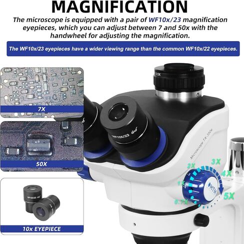 HengTianMei TX-350E Trinocular Stereo Zoom Microscope Equipped with a 4K Camera, WF10x Eyepieces, 7X-50X Magnification, Professional Soldering Microscope, for Repair and Watch Objects in Kuwait