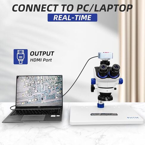 HengTianMei TX-350E Trinocular Stereo Zoom Microscope Equipped with a 4K Camera, WF10x Eyepieces, 7X-50X Magnification, Professional Soldering Microscope, for Repair and Watch Objects in Kuwait