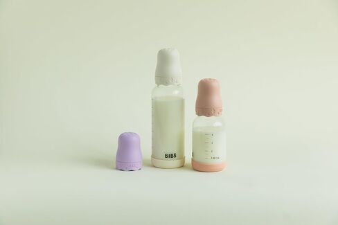 BIBS Boheme Glass Baby Bottle, 120 ml, 1-Pack, Natural Rubber Nipple, Ivory | Anti-Colic | Natural Rubber Latex Nipple | Slow Flow | Supports Breastfeeding | Made in Denmark | Familiar BIBS Nipple in Kuwait
