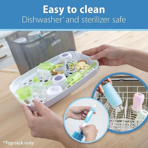 Dr. Brown's Microwave Steam Sterilizer Bags for Baby Bottles, Pacifiers, Pump Parts and Accessories, 5-Pack + Dr. Brown's Natural Flow Level 2 Wide-Neck Baby Bottle Silicone Nipple, 2 Count in Kuwait