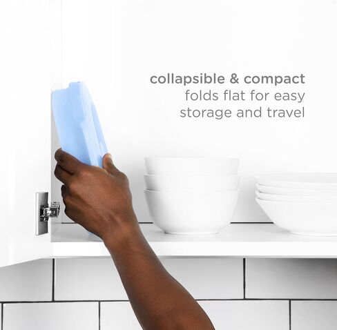 Ubbi 3-in-1 Collapsible Microwave Baby Bottle Sterilizer Wash Bin, Blue | Veggie Steamer, Reusable Silicone Steam Bag for Travel or Home Use, Fits Up to 5 Baby Bottles, Dishwasher Safe in Kuwait