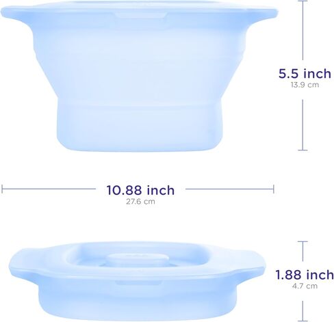 Ubbi 3-in-1 Collapsible Microwave Baby Bottle Sterilizer Wash Bin, Blue | Veggie Steamer, Reusable Silicone Steam Bag for Travel or Home Use, Fits Up to 5 Baby Bottles, Dishwasher Safe in Kuwait