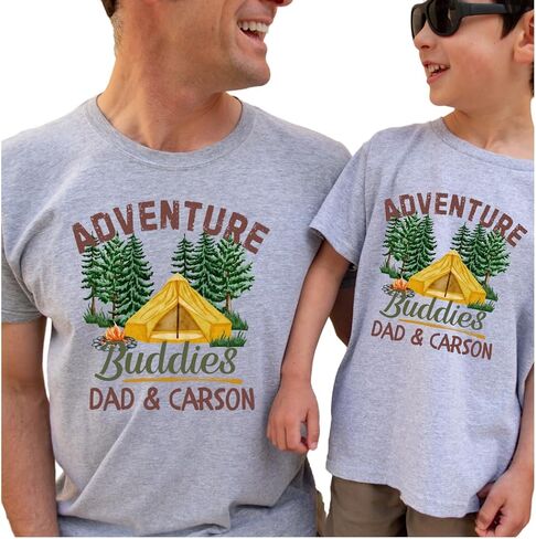 Personalized Adventure Buddies Daddy and Me Matching Outfits, Matching Family Shirts for Camping, Father Son Matching Shirts, Fathers Day Gifts, Father Daughter Matching Tshirt, Daddy Birthday Gift, Hiking Dad Gifts. in Kuwait