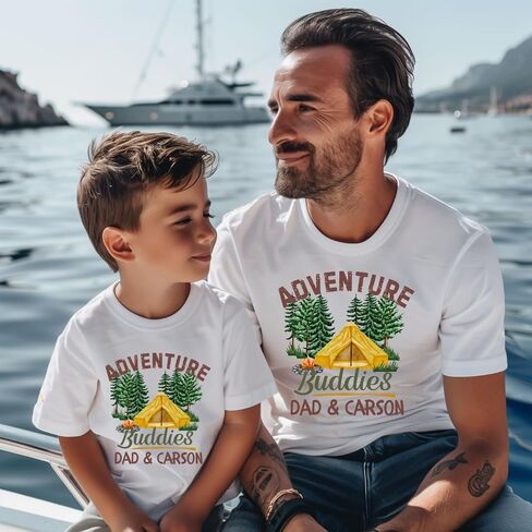 Personalized Adventure Buddies Daddy and Me Matching Outfits, Matching Family Shirts for Camping, Father Son Matching Shirts, Fathers Day Gifts, Father Daughter Matching Tshirt, Daddy Birthday Gift, Hiking Dad Gifts. in Kuwait