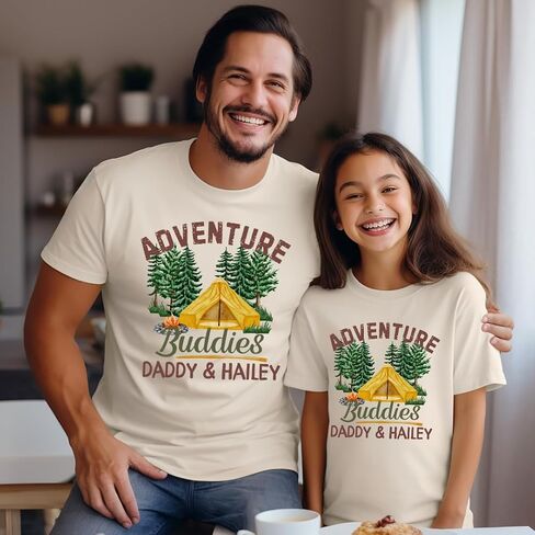 Personalized Adventure Buddies Daddy and Me Matching Outfits, Matching Family Shirts for Camping, Father Son Matching Shirts, Fathers Day Gifts, Father Daughter Matching Tshirt, Daddy Birthday Gift, Hiking Dad Gifts. in Kuwait