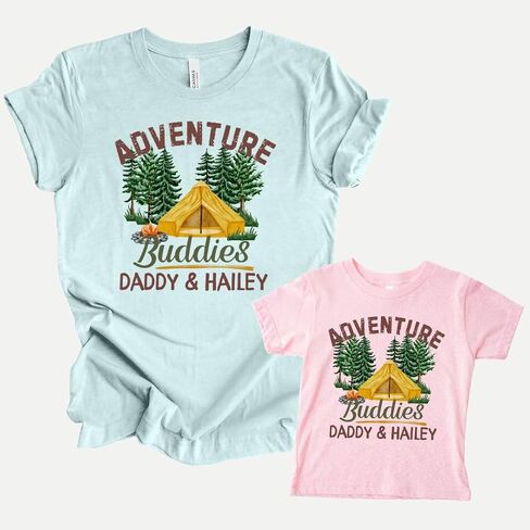 Personalized Adventure Buddies Daddy and Me Matching Outfits, Matching Family Shirts for Camping, Father Son Matching Shirts, Fathers Day Gifts, Father Daughter Matching Tshirt, Daddy Birthday Gift, Hiking Dad Gifts. in Kuwait
