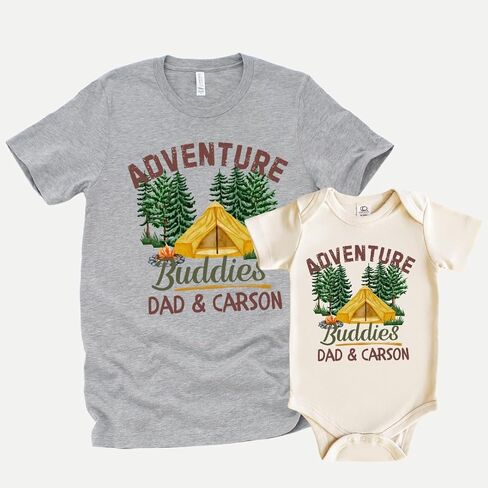 Personalized Adventure Buddies Daddy and Me Matching Outfits, Matching Family Shirts for Camping, Father Son Matching Shirts, Fathers Day Gifts, Father Daughter Matching Tshirt, Daddy Birthday Gift, Hiking Dad Gifts. in Kuwait