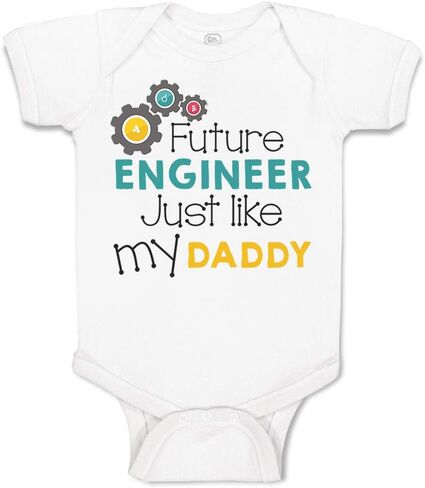 Cute Rascals Baby Bodysuit Future Engineer like My Daddy Dad Father's Day Boy & Girl Baby Clothes Funny Cotton A White Design Only 6 Months in Kuwait