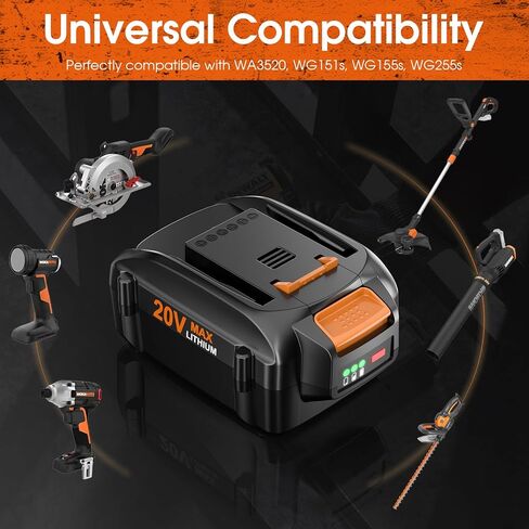 2 Pack 6.0Ah Replacement Battery for Worx 20V Lithium Cordless Power Tools | Compatible with Worx 20 Volt Lithium WA3520 WA3525 WG151s WG155s WG251s in Kuwait