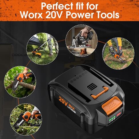 2 Pack 6.0Ah Replacement Battery for Worx 20V Lithium Cordless Power Tools | Compatible with Worx 20 Volt Lithium WA3520 WA3525 WG151s WG155s WG251s in Kuwait