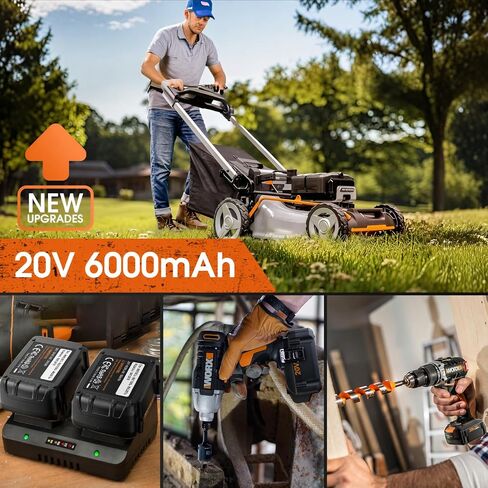 2 Pack 6.0Ah Replacement Battery for Worx 20V Lithium Cordless Power Tools | Compatible with Worx 20 Volt Lithium WA3520 WA3525 WG151s WG155s WG251s in Kuwait